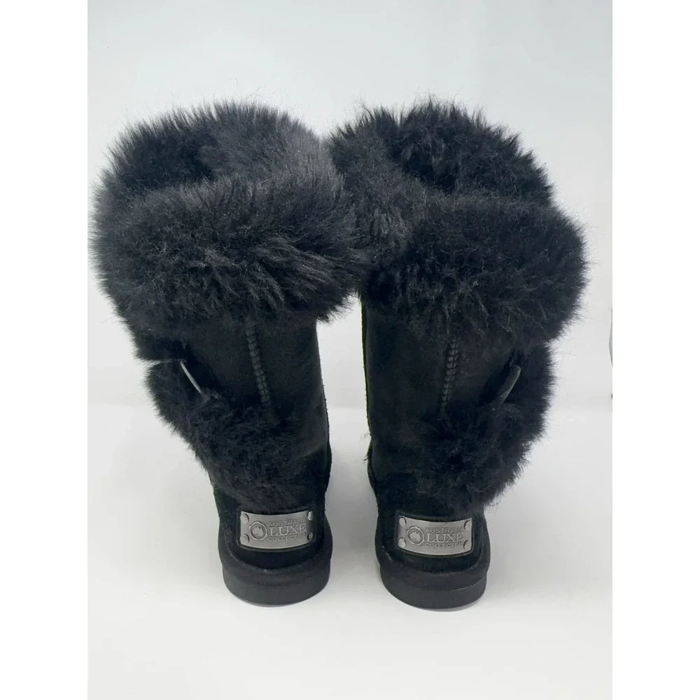 Australia Luxe Collective Nordic Short Boots Womens Size 8 Black Shearling Lined